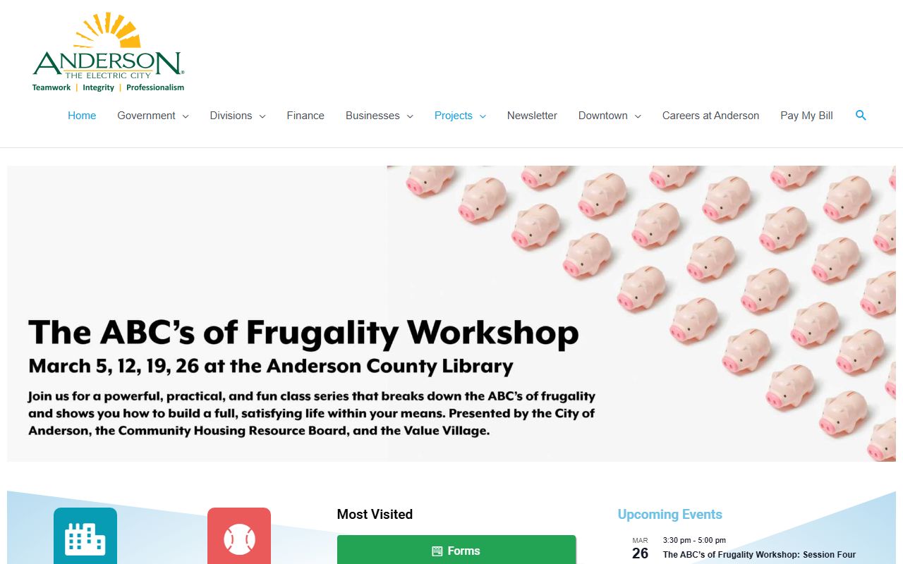 Anderson inmate population records through Anderson city government