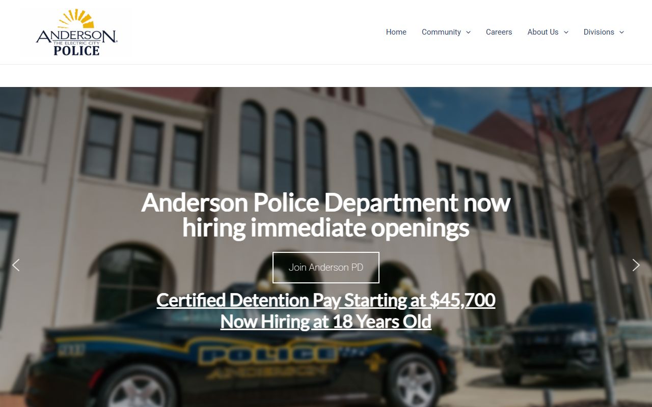 Anderson inmate population records through Anderson Police Department