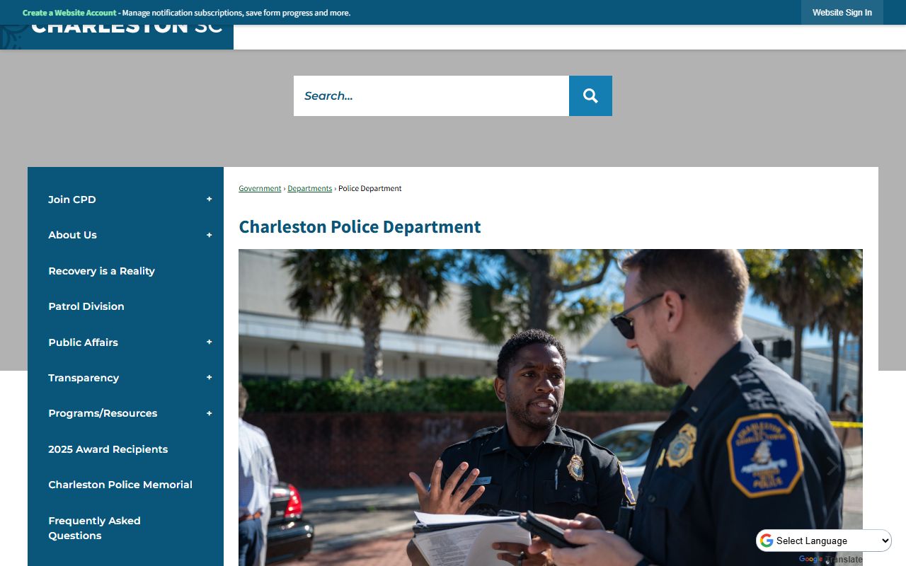 Charleston inmate population police department overview