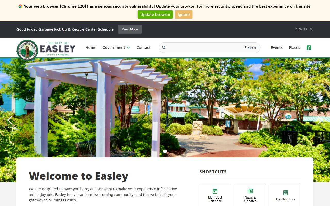 Easley inmate population records through Easley city government