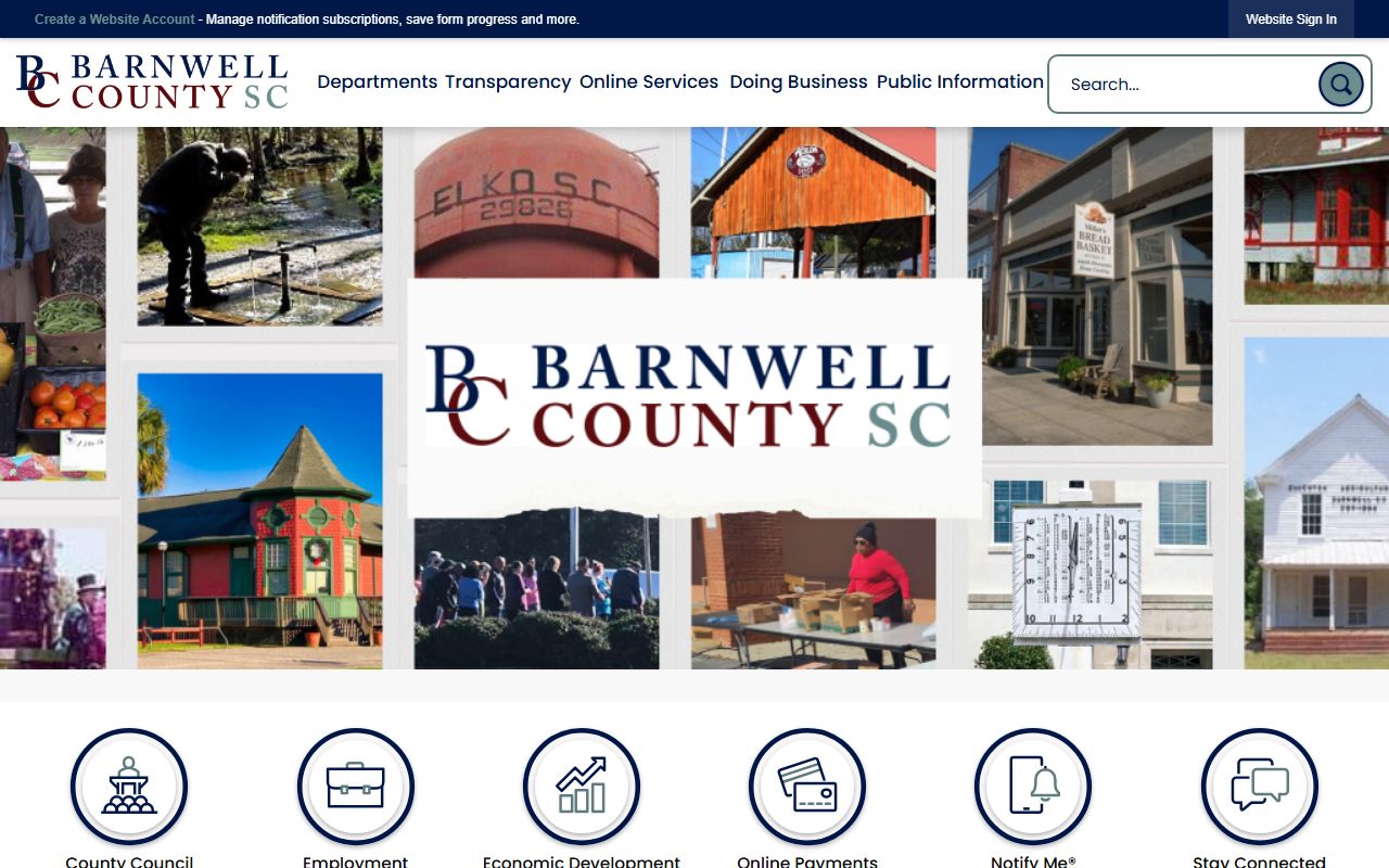 Barnwell County government website for inmate population records
