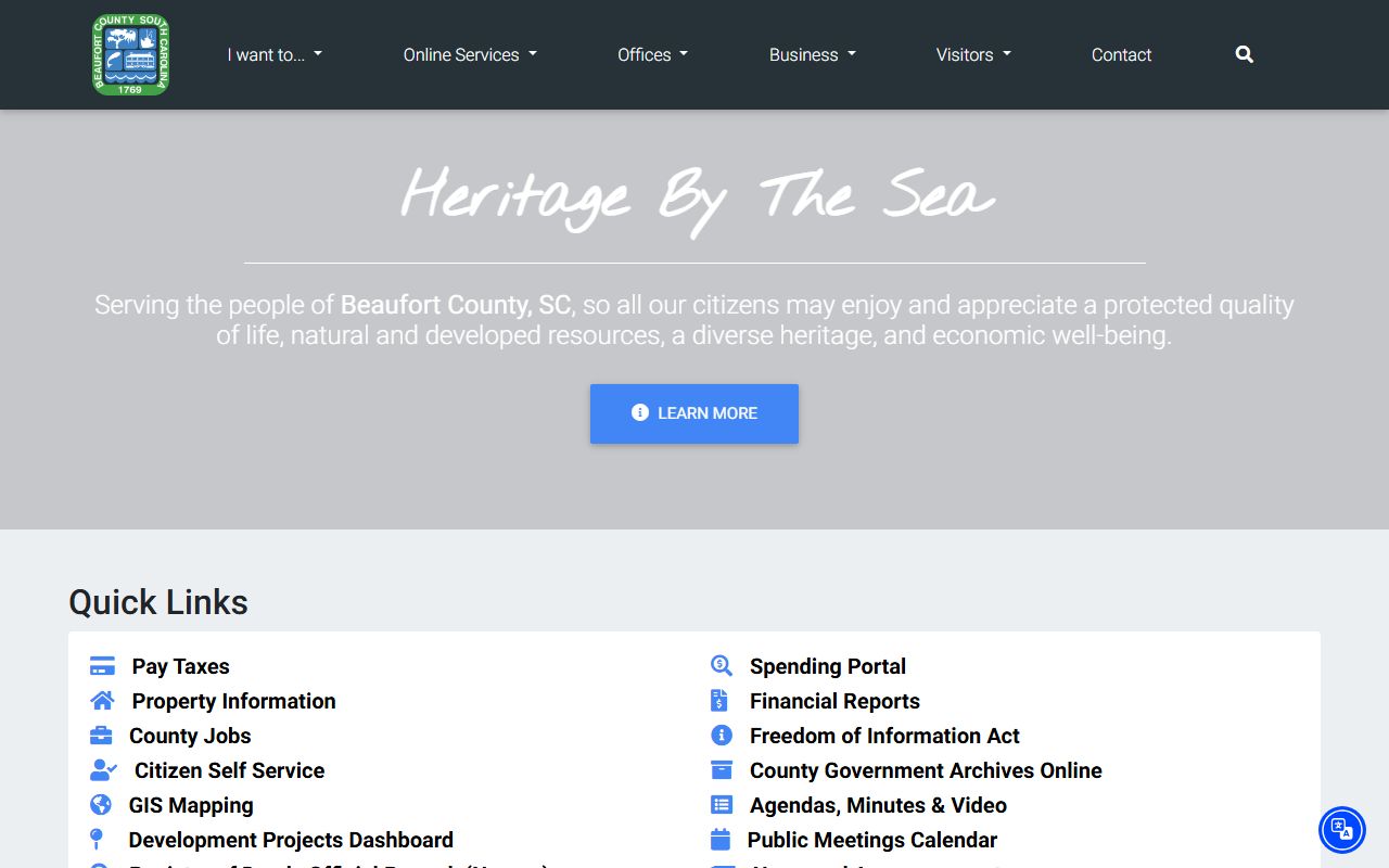 Beaufort County government website for inmate population data