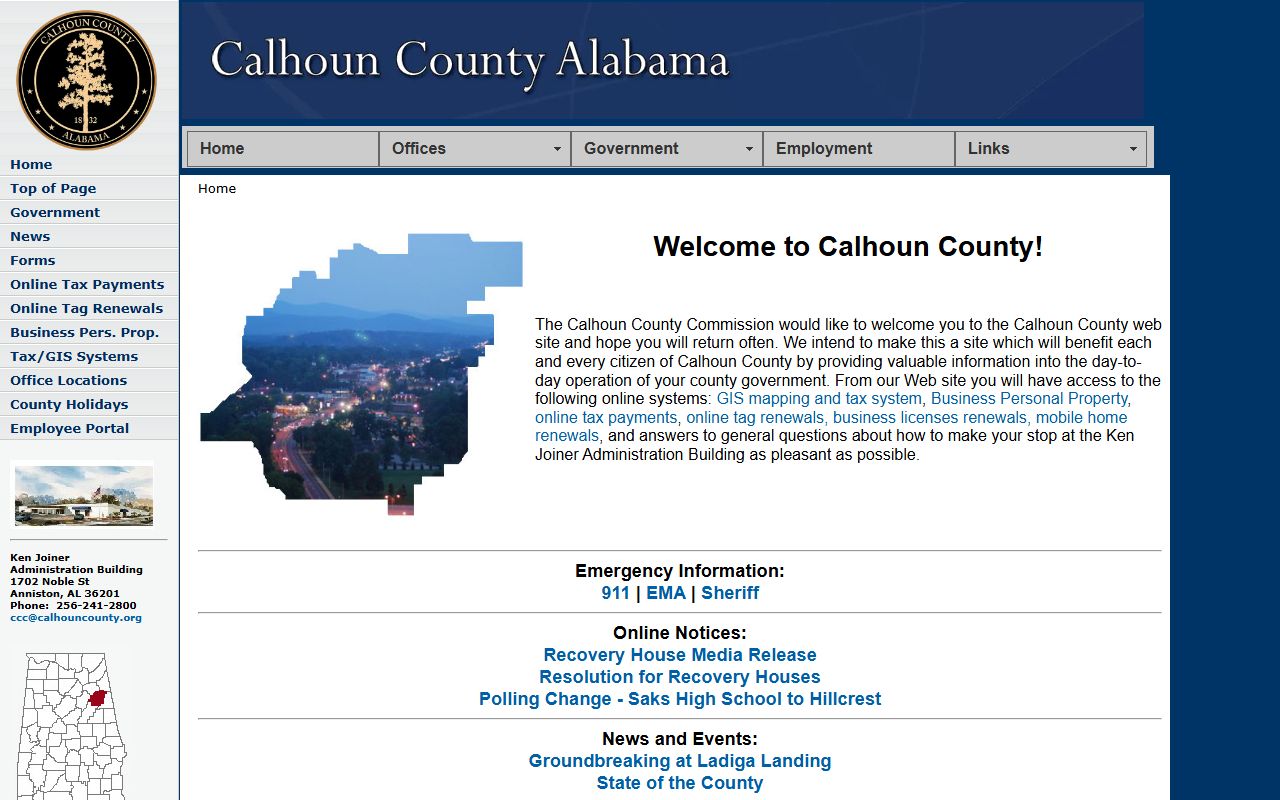Calhoun County inmate population records and government website