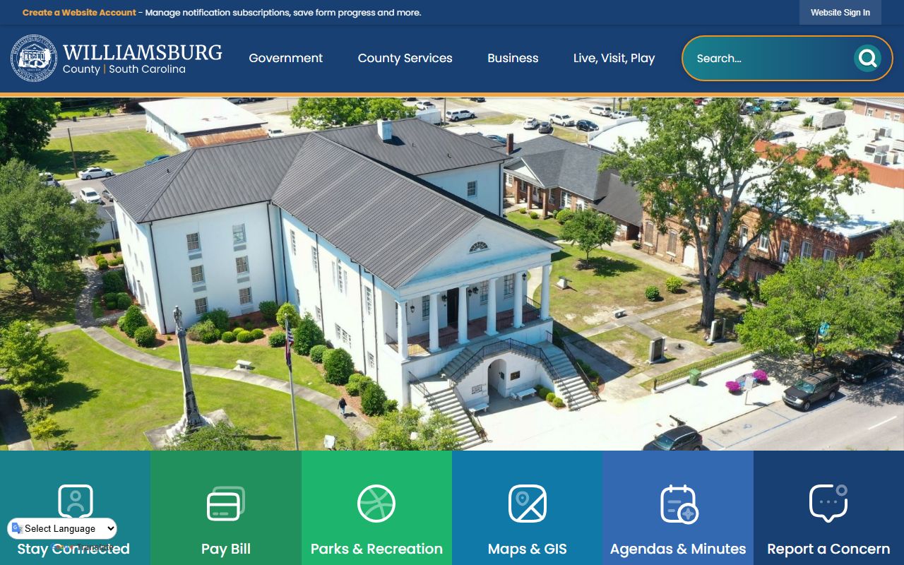 Williamsburg County government website for inmate population records