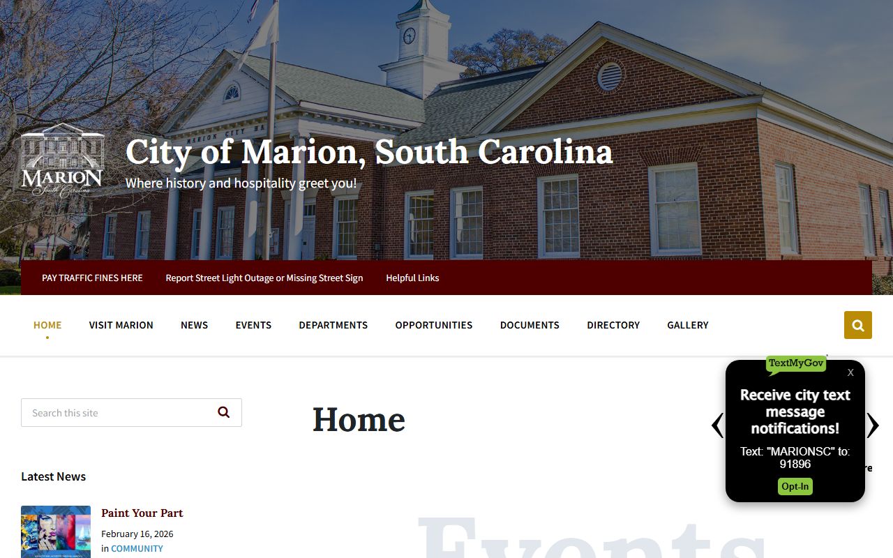 Marion County city government website for inmate population records