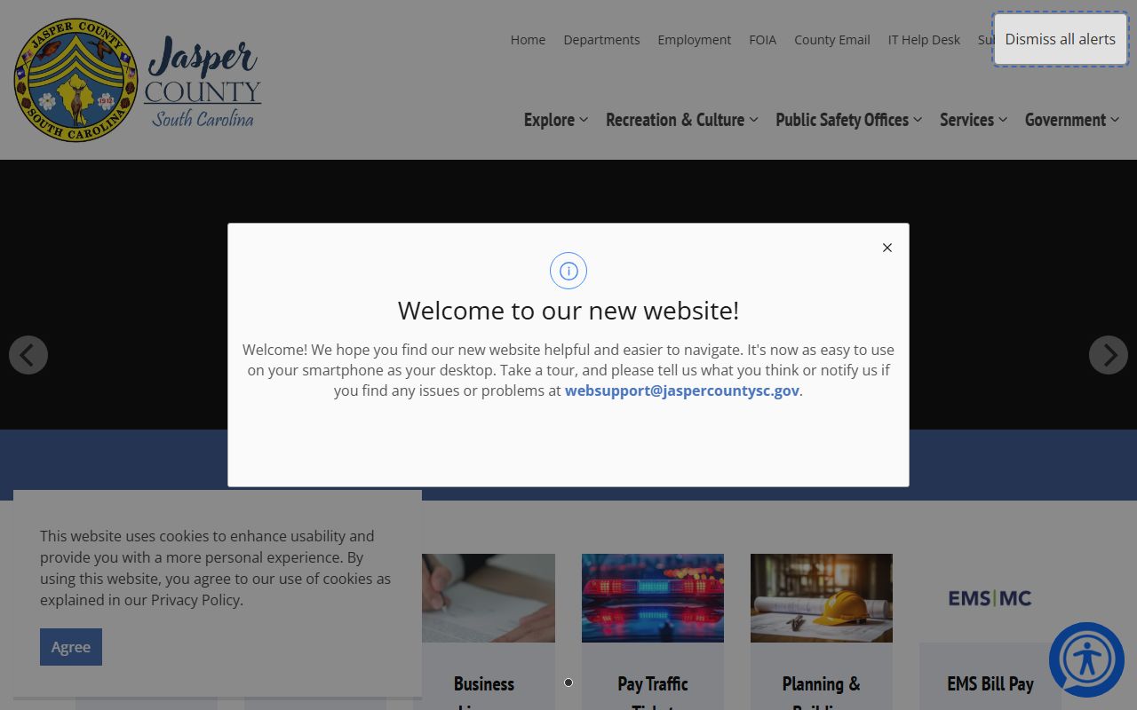 Jasper County government website for inmate population records