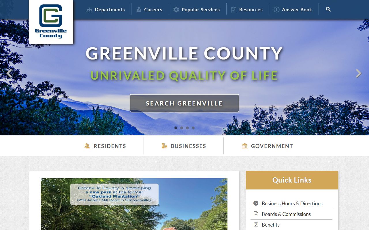 Greenville County government website for inmate population records