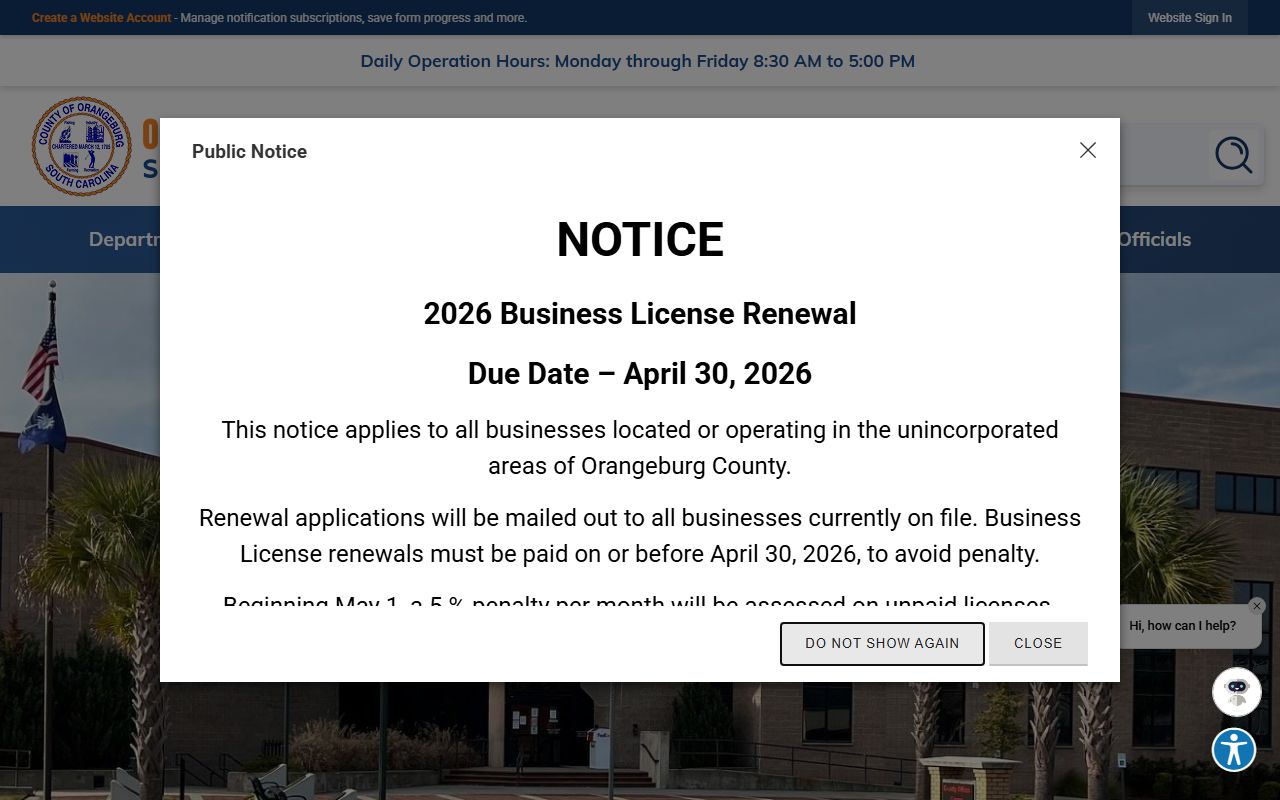 Orangeburg County inmate population government page